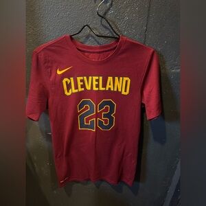 Women’s Nike Red and Yellow Cleveland Cavaliers Labron James Tshirt Jersey